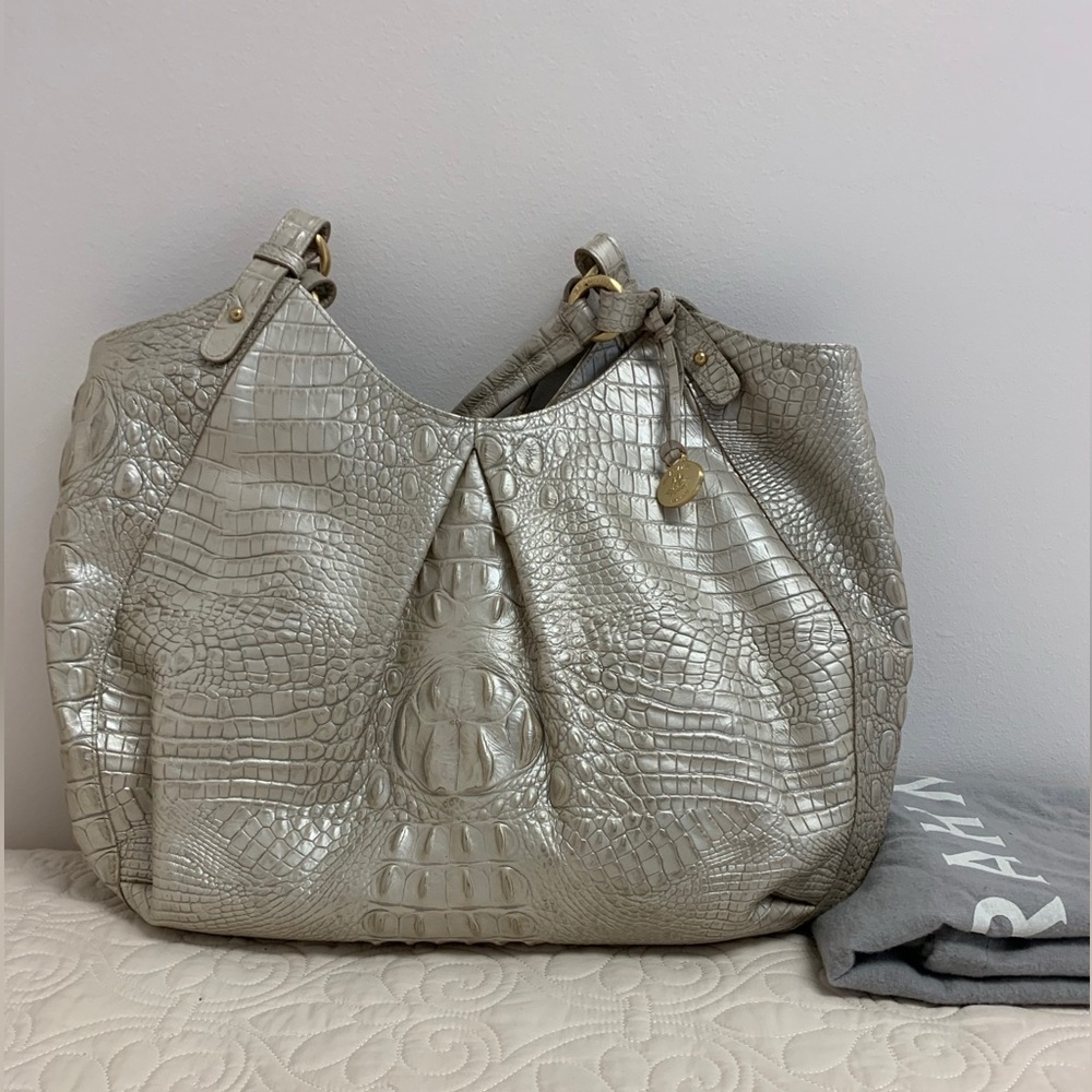 Brahmin Silver Anne Handbag WITH DUSTBAG